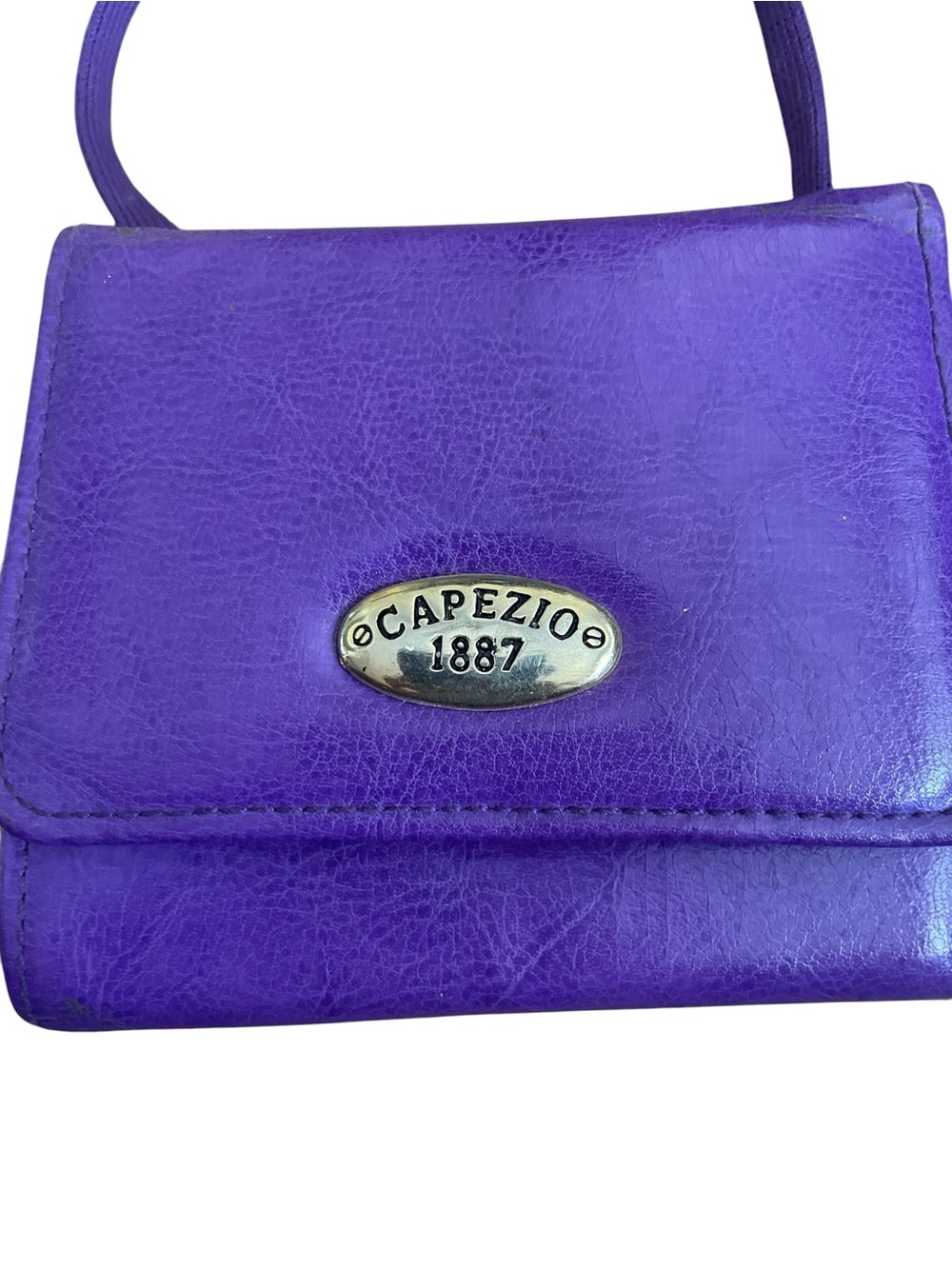 Capezio Purple Leather Mini Crossbody with Metal Oval Logo